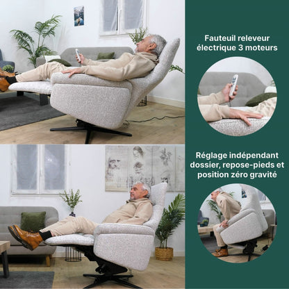 Fauteuil Releveur LE NEST — 3 Moteurs Zéro Gravité